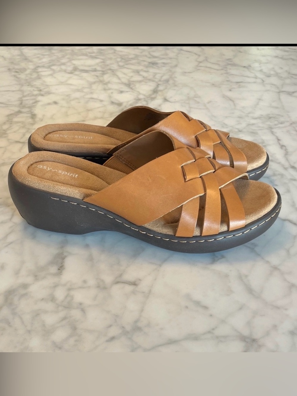 Easy Spirit Women's Light Brown Woven Mules Size 8W